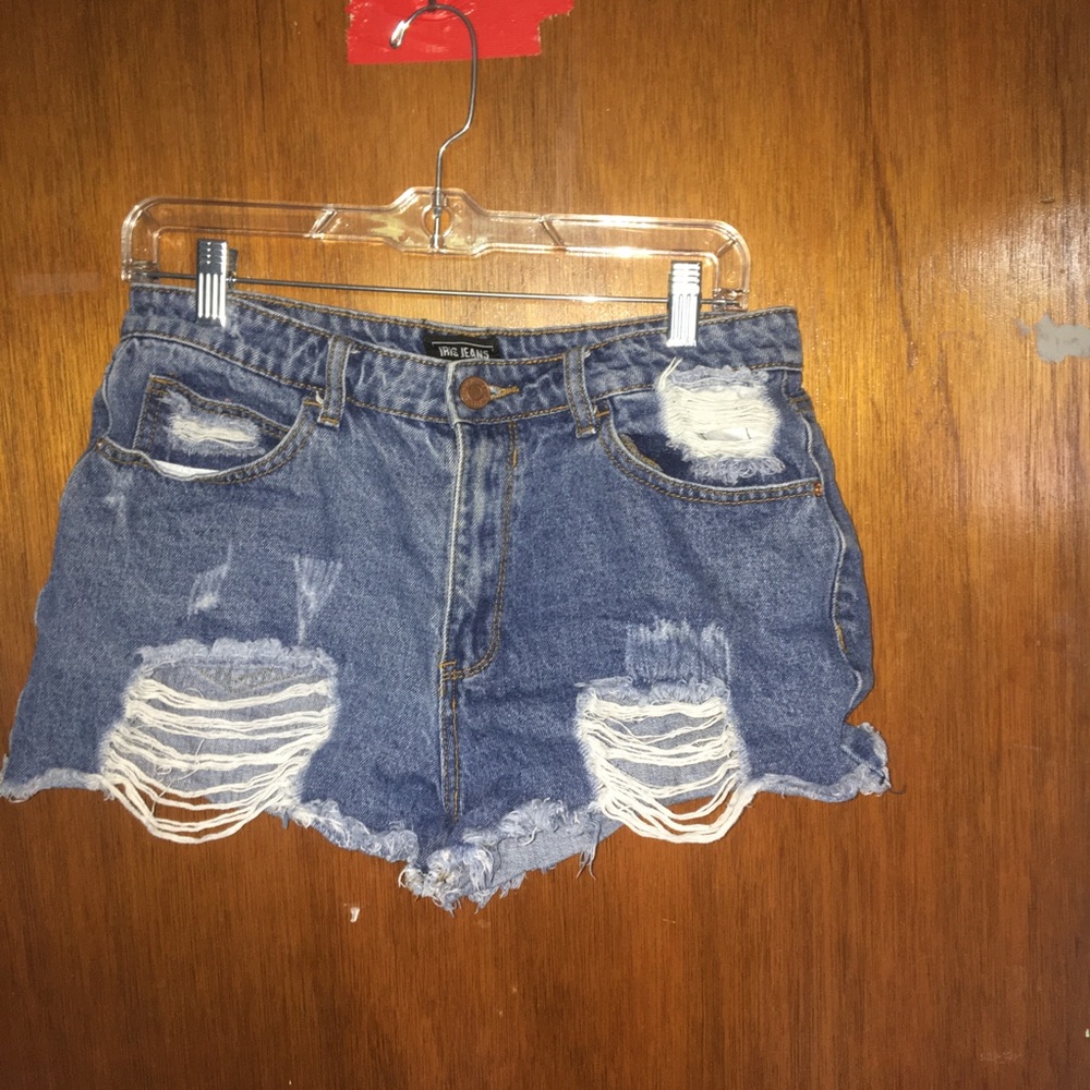 Ripped jean shorts